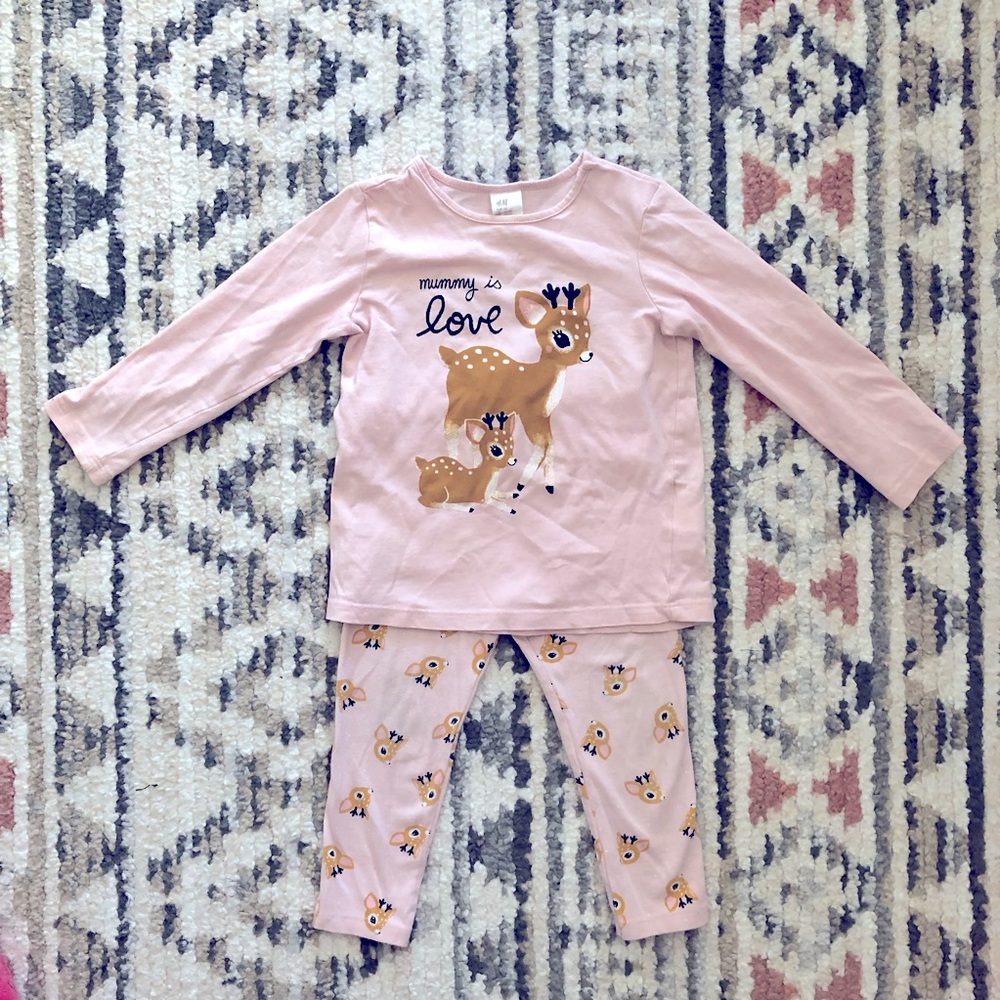 H&M Mummy is Love Deer 🦌 Top with Leggings Set-18 mo